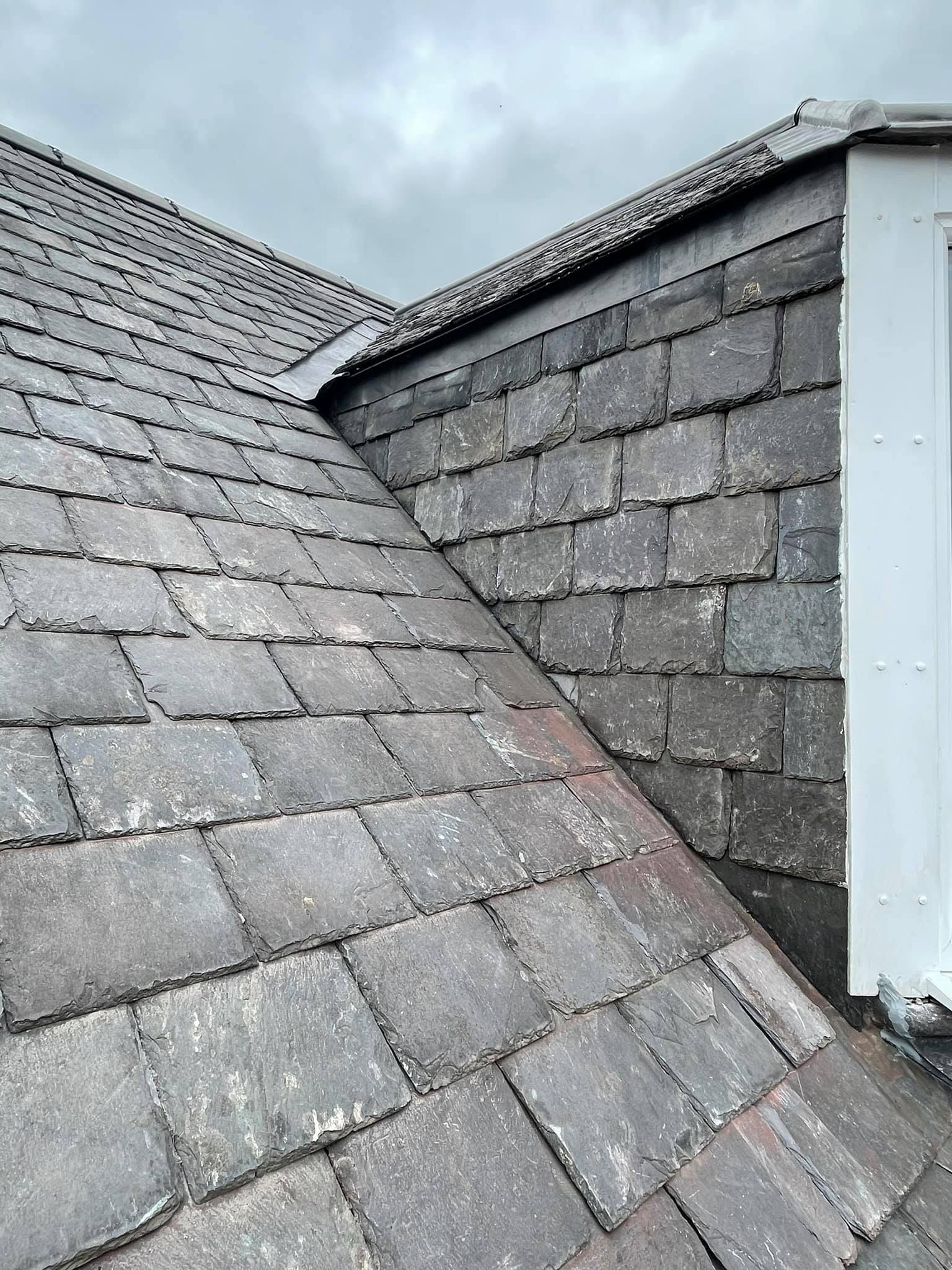 Close up of slate tiled roof